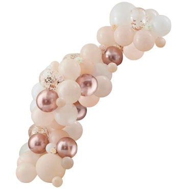Baby In Bloom Peach White & Rose Gold Confetti Balloons 70pk