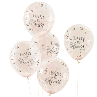 Baby In Bloom Flowers & Confetti Balloons 30cm 5pk