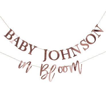 Baby in Bloom Customisable Banner Rose Gold Foiled Each