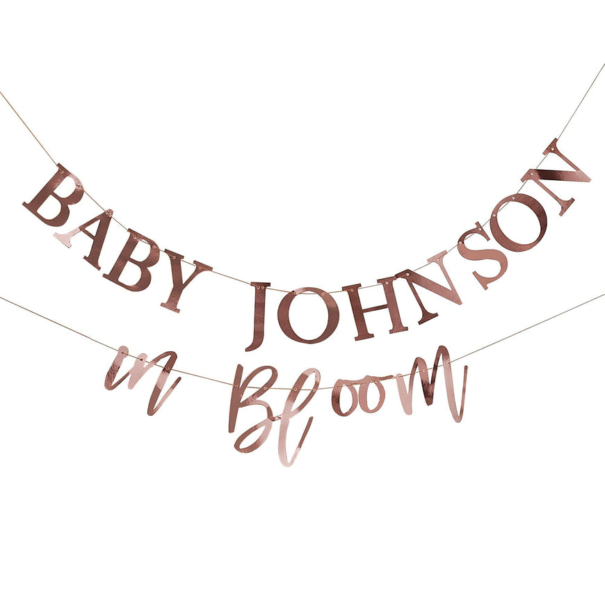 Baby in Bloom Customisable Banner Rose Gold Foiled Each