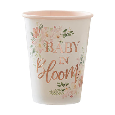 Baby in Bloom Paper Cups Foiled 266ml 8pk