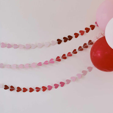 Be Mine Ombre Heart Garland Valentines Decoration 5m Each