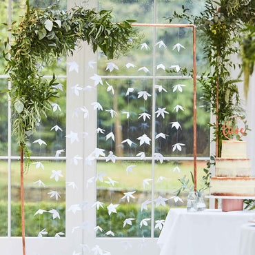 Botanical Wedding Backdrop White Origami Flowers 1.8m - Party Savers