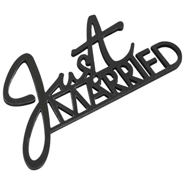 Contemporary Wedding Black Wooden Just Married Table Sign 7cm x 12cm 6pk