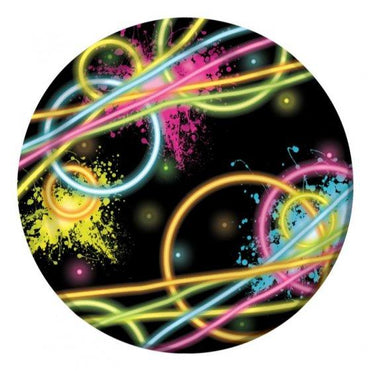 Glow Party Lunch Plates Paper 18cm 8pk