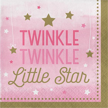 One Little Star Girl Lunch Napkins Twinkle Twinkle Little Star