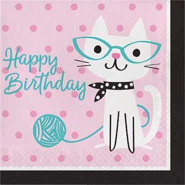 Purrfect Party Lunch Napkins Happy Birthday