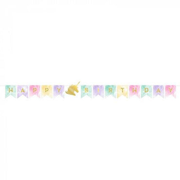 Unicorn Sparkle Happy Birthday String Banner Foil Stamped 14cm x 2.4m