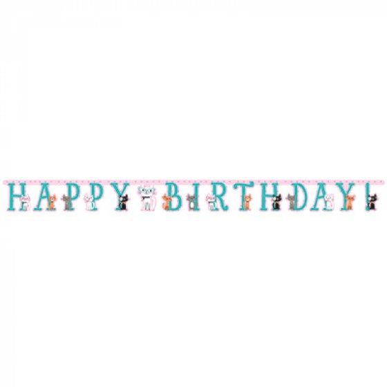 Purrfect Party Happy Birthday Jointed Banner 18cm x 2.1m
