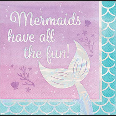 Mermaid Shine Have All The Fun Iridescent Lunch Napkins 16pk