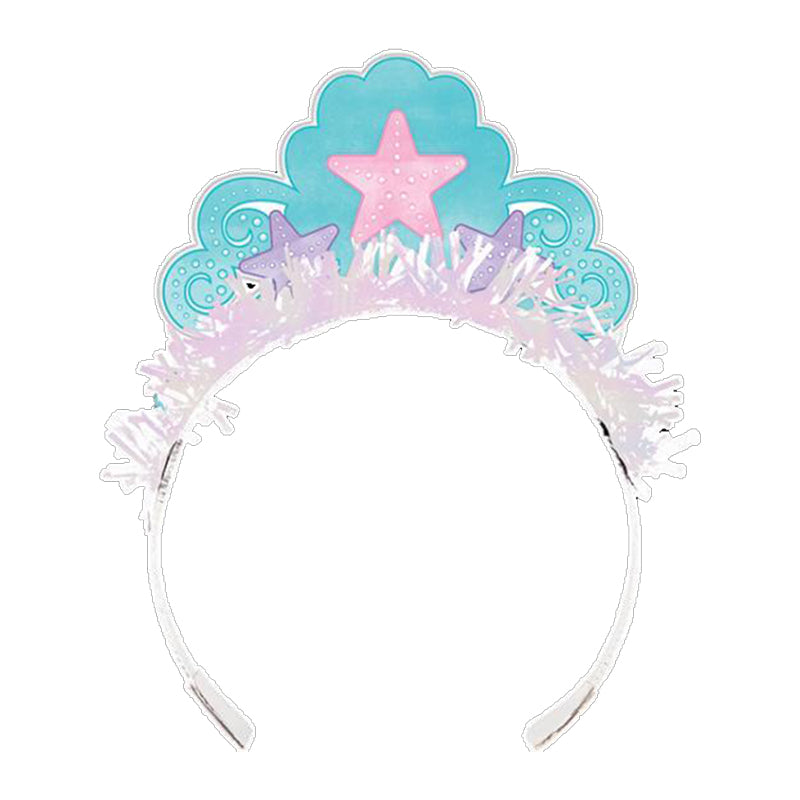 Mermaid Shine Tiara's Iridescent & Fringe 8pk - Party Savers