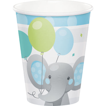 Enchanting Elephant Boy Cups Paper 266ml 8pk - Party Savers
