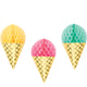 Ice Cream Party Decor Hanging Honeycomb Cones & Foil 16cm x 33cm 3pk - Party Savers