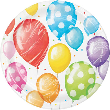 Balloon Bash Birthday Paper Lunch Plates 18cm 8pk