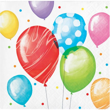Balloon Bash Birthday Beverage Napkins 16pk