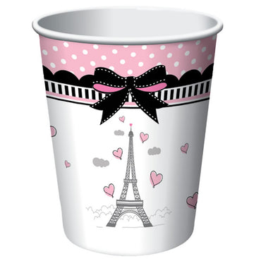 Party in Paris Cups Paper 266ml 8pk - Party Savers
