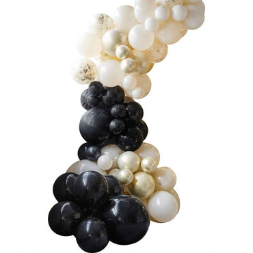 Champagne Noir Black, Nude & Champagne Gold Balloon Arch
