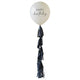 Champagne Noir Happy Birthday Balloon with Black Tassel Tail 61cm Each