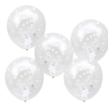 Rustic Country Latex & White Confetti Balloons 30cm 5pk