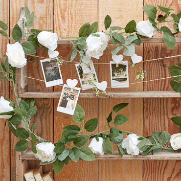 Rustic Country Garland Flowers White - Party Savers