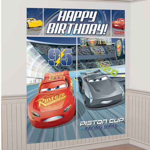 Cars 3 Plastic Scene Setter Wall Decoration Kit 5pk - Party Savers