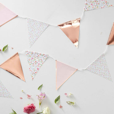 Ditsy Floral And Rose Gold Bunting - Party Savers