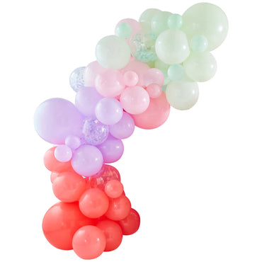 Dino Pink Balloon Arch With Confetti Pastel Balloons 78pk