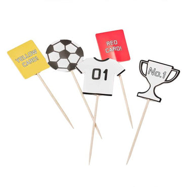 Kick Off Party Football Cupcake Toppers 12cm 12pk