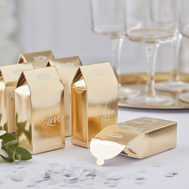 Gold Wedding Biodegradable Confetti Boxes - Party Savers