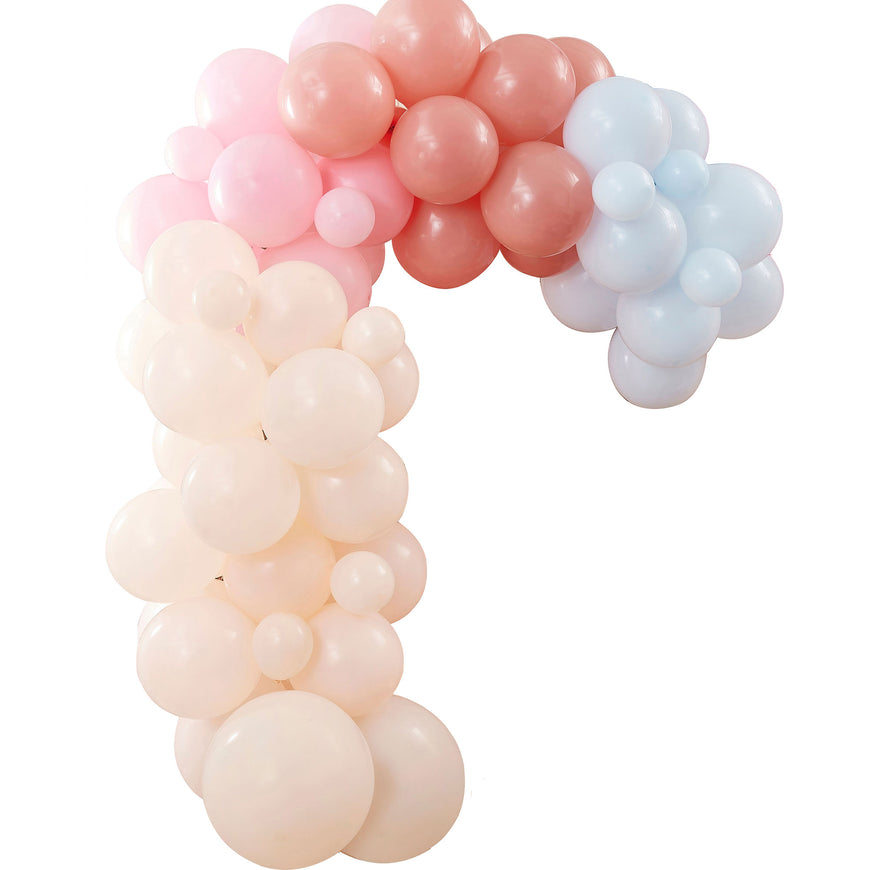 Happy Everything Balloon Arch Backdrop Rainbow Muted Pastels