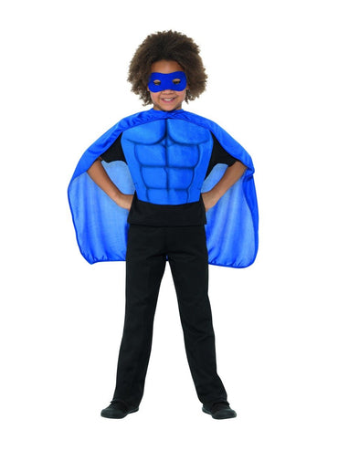 Kids Superhero Kit, Blue with Eyemask, EVA Chest & Cape each