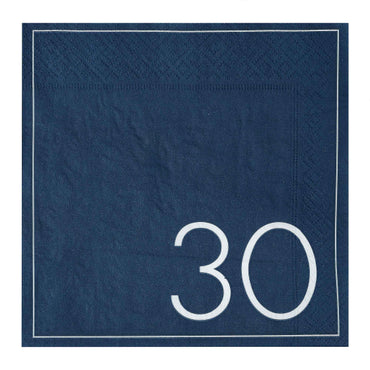 Mix it Up Navy 30th Birthday Milestone Paper Napkins 16.5cm 16pk