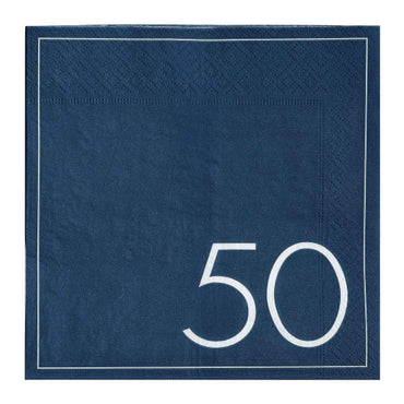 Mix it Up Navy 50th Birthday Milestone Paper Napkins 16.5cm 16pk
