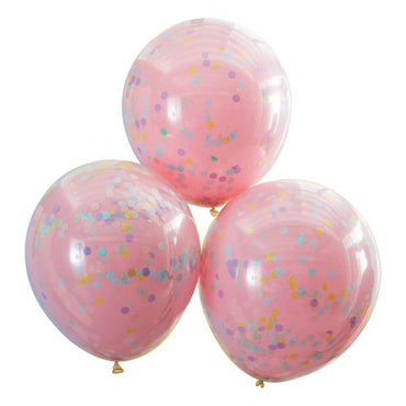 Mix It Up Pastel Confetti Double Stuffed Balloons 45cm 3pk