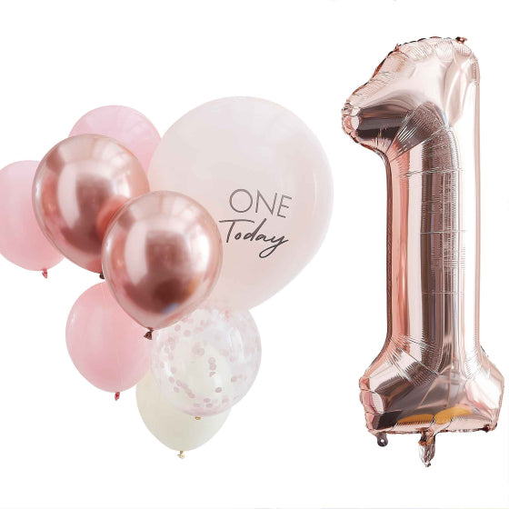 Mix It Up Pink & Rose Gold 1 Today Balloon Bundle 10pk