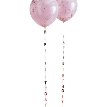 Mix It Up Happy Birthday Rose Gold Balloon Tail 1m 5pk