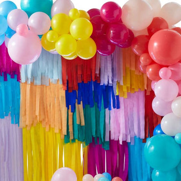 Mix It Up Brights Layered Streamers & Balloon Arch Backdrop Kit