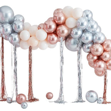 Mix It Up mixed Metallic Balloon Arch With Fringe Curtain