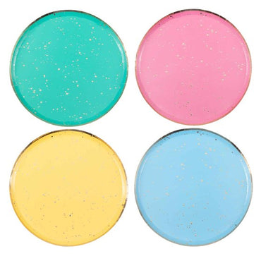 Mix It Up Happy Birthday Block Colour Speckled Foiled Paper Plates 24cm 8pk