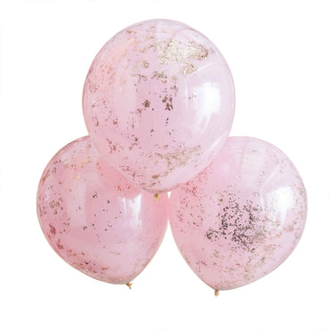 Mix It Up Pink & Rose Gold Double Stuffed Balloons 45cm 3pk