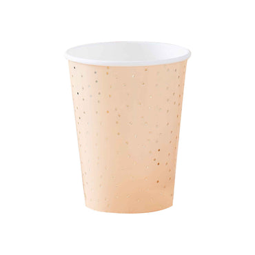 Mix It Up Peach & Gold Ditsy Dot Foiled Paper Cups 266ml 8pk