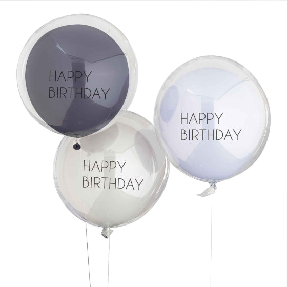 Mix It Up Blue Happy Birthday Double Stuffed Balloon Bundle