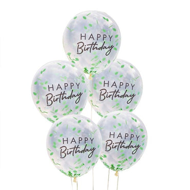 Mix It Up Happy Birthday Leaf Confetti Filled Balloon Bundle 30cm 5pk