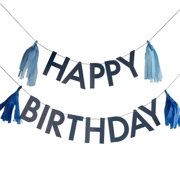 Mix It Up Blue Happy Birthday with Tassels Bunting 1.5m 6pk