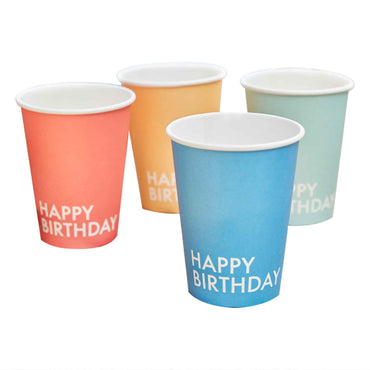 Mix It Up Happy Birthday Mixed Colours Paper Cups 266ml 8pk