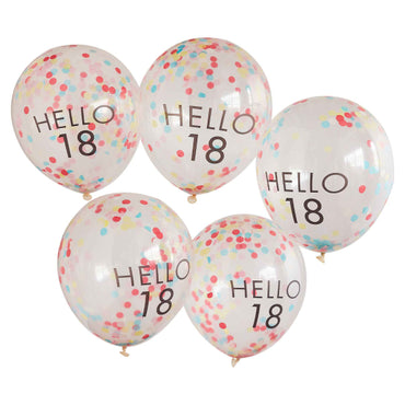 Mix It Up Brights 'Hello 18' Balloons 30cm 5pk