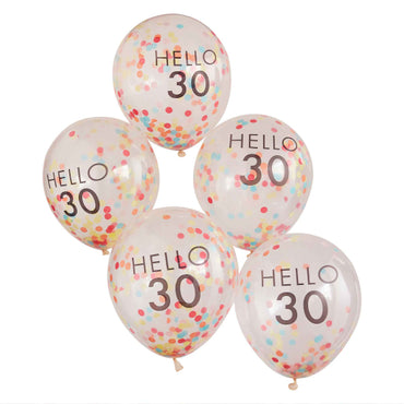 Mix It Up Brights 'Hello 30' Balloons 30cm 5pk