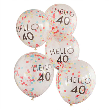 Mix It Up Brights 'Hello 40' Balloons 30cm 5pk