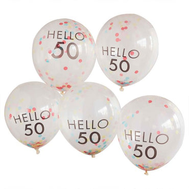 Mix It Up Brights 'Hello 50' Balloons 30cm 5pk