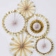 Oh Baby Fan Decorations Gold And White - Party Savers